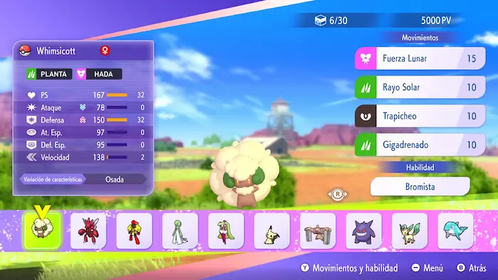 Pantalla de fichajes en Pokémon Champions: selección de Pokémon disponibles