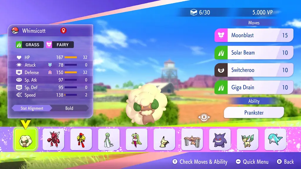 Tela de contratações em Pokémon Champions: seleção de Pokémon disponíveis