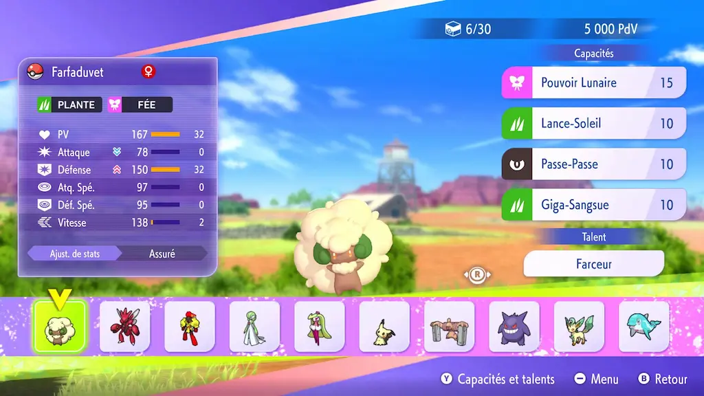 Écran de recrutement dans Pokémon Champions : sélection de Pokémon disponibles